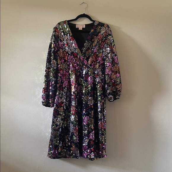 Shop DM Danica Floral Sequin Dress SZ Large - Picture 2 of 5